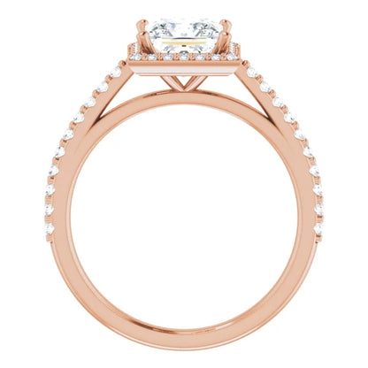 Princess Rose Gold Halo Lab Diamond Engagement Ring 