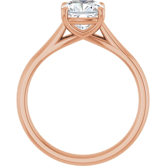 Four Claw Cushion Rose Gold Solitaire Lab Diamond Engagement Ring