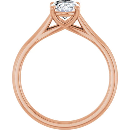 Four Claw Oval Solitaire Engagement Ring