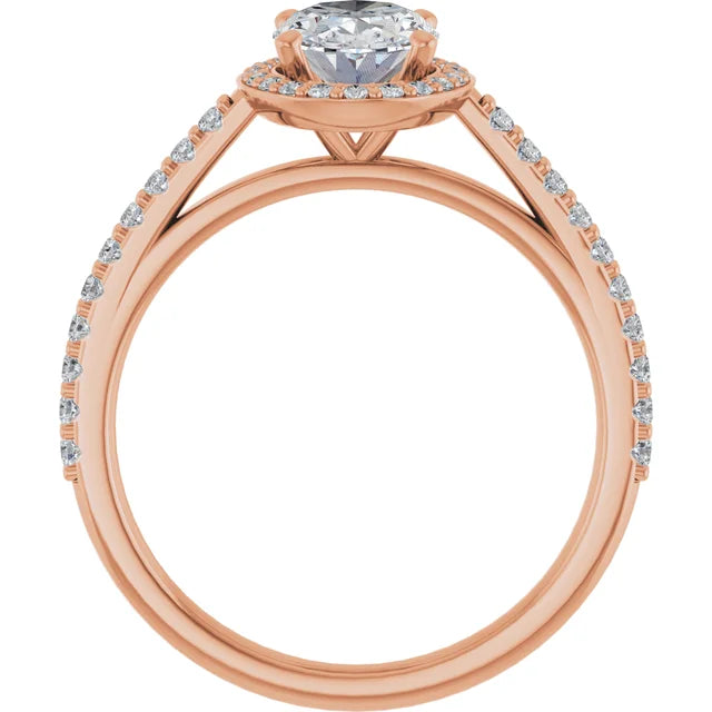 Oval Rose Gold Halo Lab Diamond Engagement Ring 