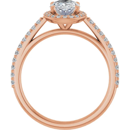 Oval Rose Gold Halo Lab Diamond Engagement Ring 