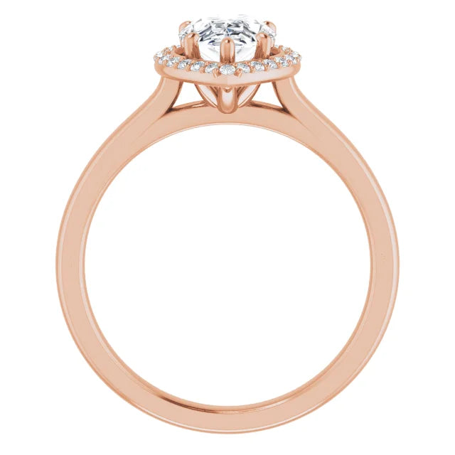 Pear Halo Solitaire Lab Diamond Engagement Ring Rose Gold. 