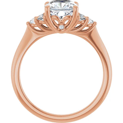Cushion Rose Gold Antique Inspired Design Engagement Ring