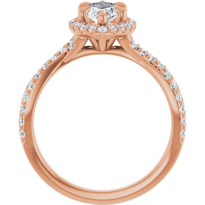 Marquise Twist Halo Style Engagement Ring
