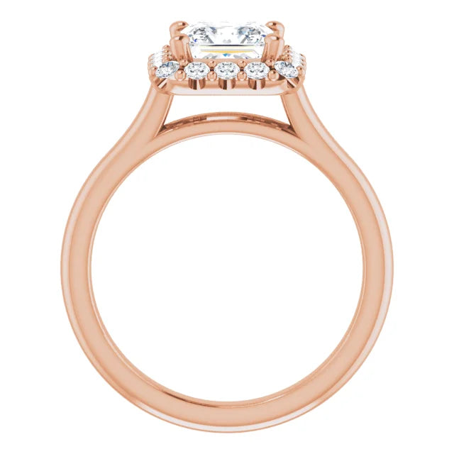 Princess Halo Solitaire Rose Gold Lab Diamond Engagement Ring 
