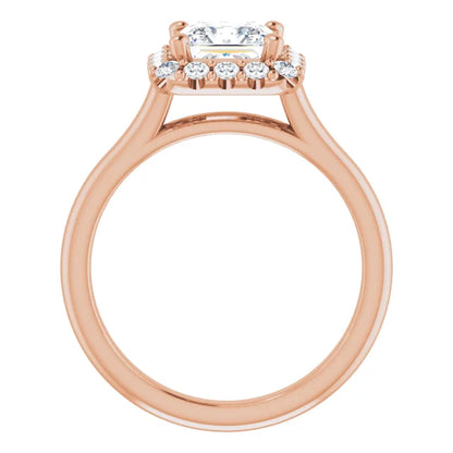Princess Halo Solitaire Rose Gold Lab Diamond Engagement Ring 