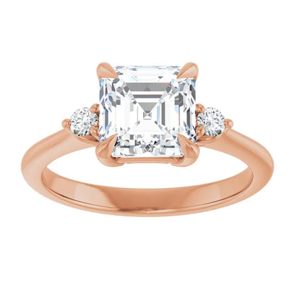 Asscher Rose Gold Accent Engagement Ring