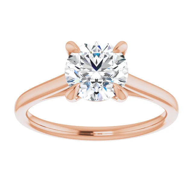 Round Brilliant Rose Gold Four Claw Solitaire Lab Diamond Engagement Ring 
