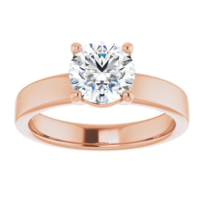 Round Brilliant Rose Gold Wide Band Solitaire Engagement Ring