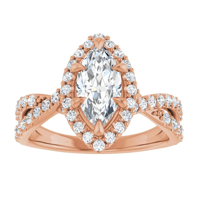 Marquise Twist Halo Style Engagement Ring