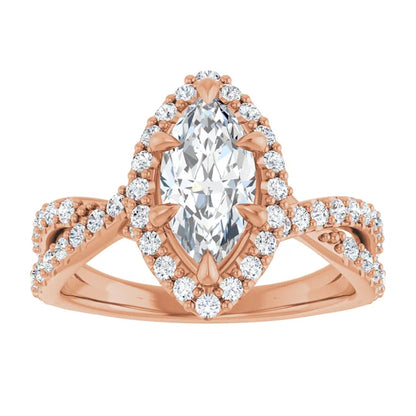 Marquise Twist Halo Style Engagement Ring