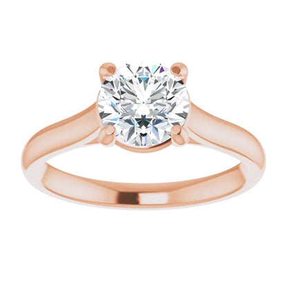 Four Claw Rose Brilliant White Gold Solitaire Lab Diamond Engagement Ring