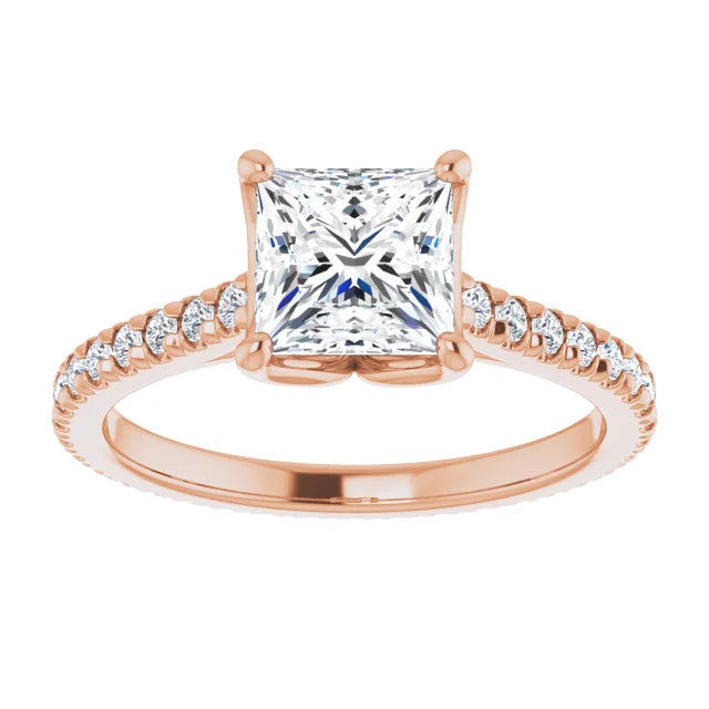 Princess Rose Gold Claw Set Eternity Style Engagement Ring