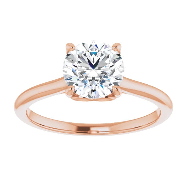 Round Brilliant Rose Gold Four Claw Solitaire Lab Diamond Engagement Ring 
