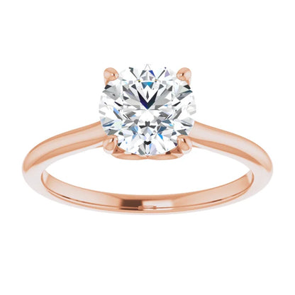 Round Brilliant Rose Gold Four Claw Solitaire Lab Diamond Engagement Ring 