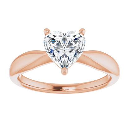 Heart Rose Gold Knife Edge Solitaire Engagement Ring