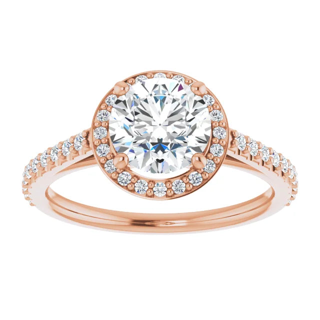Round Brilliant Rose Gold Halo Lab Diamond Engagement Ring 