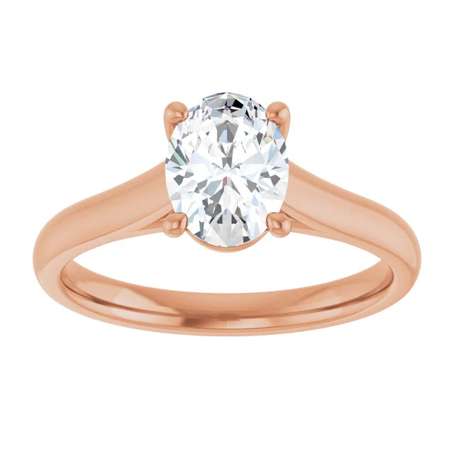 Four Claw Oval Solitaire Engagement Ring