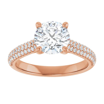 Round Brilliant Rose Gold Pave Lab Diamond Engagement Ring 