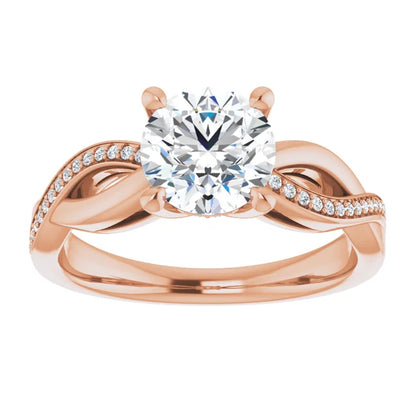 Round Brilliant Rose Gold Claw Set Twist Style Engagement Ring 