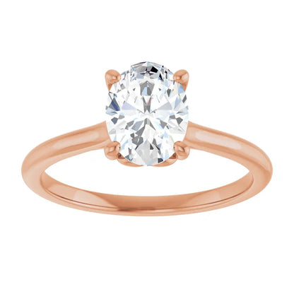 Oval Rose Gold Four Claw Solitaire Lab Diamond Engagement Ring 