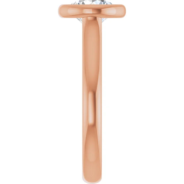 Round Brilliant Rose Gold Solitaire Bezel Lab Diamond Engagement Ring 