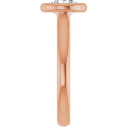 Round Brilliant Rose Gold Solitaire Bezel Lab Diamond Engagement Ring 