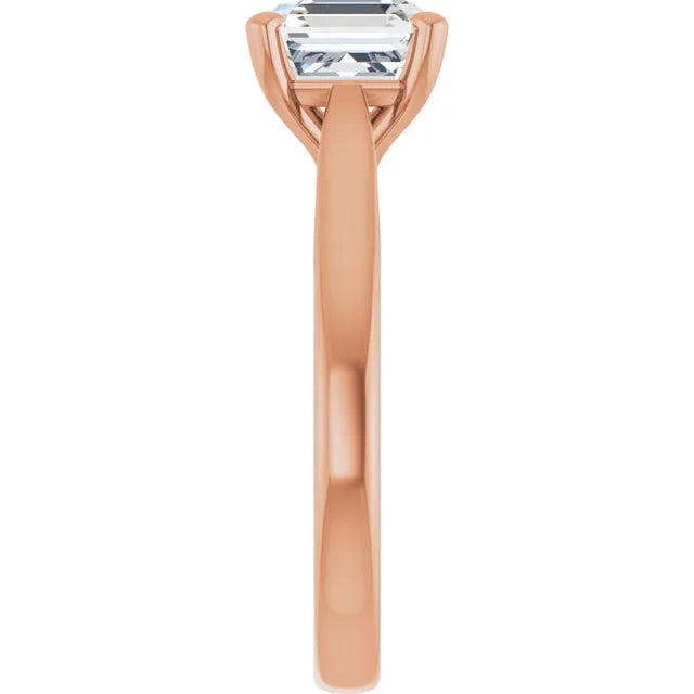 Four Claw Rose Gold Asscher Solitaire Engagement Ring