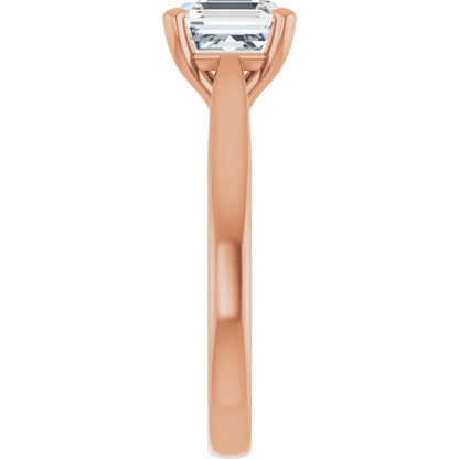 Four Claw Rose Gold Asscher Solitaire Engagement Ring