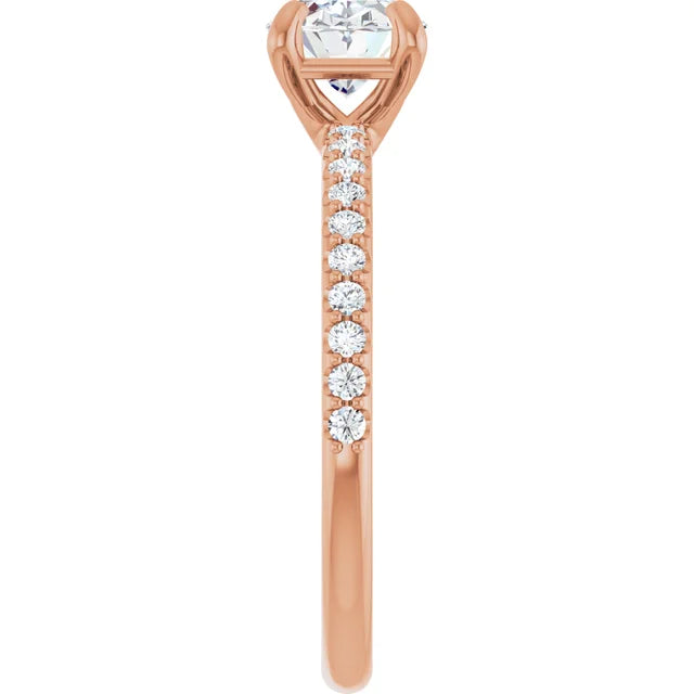 Oval Rose Gold East West Style Engagement Ring