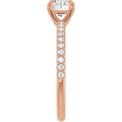 Oval Rose Gold East West Style Engagement Ring