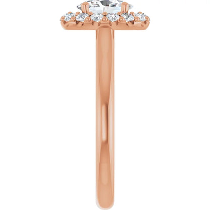 Oval Halo Solitaire Rose Gold Lab Diamond Engagement Ring 