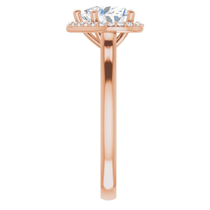 Heart Halo Solitaire Lab Diamond Engagement Ring Rose Gold. 