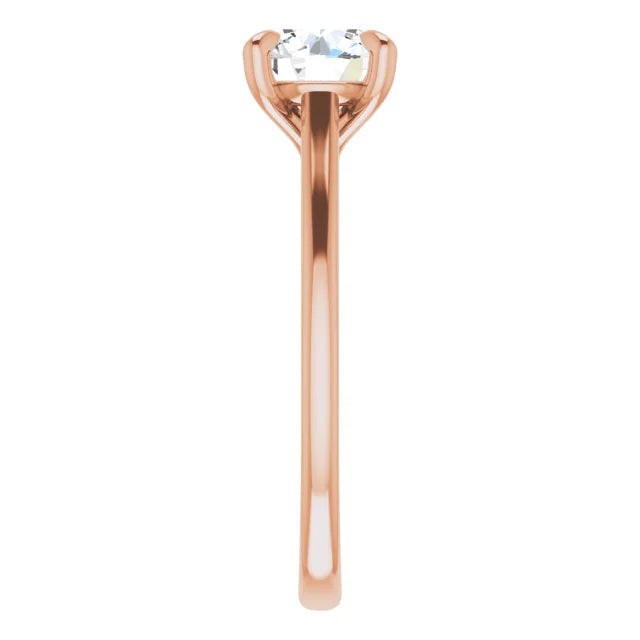 Round Brilliant Rose Gold Four Claw Solitaire Lab Diamond Engagement Ring 