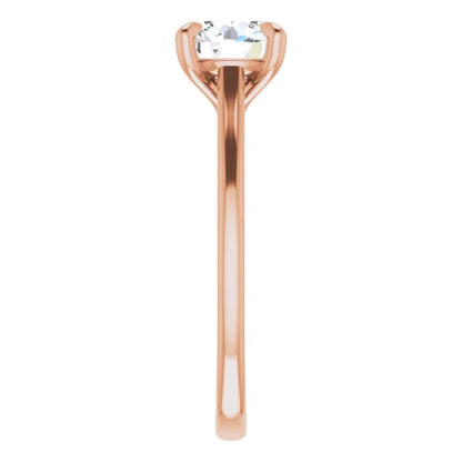 Round Brilliant Rose Gold Four Claw Solitaire Lab Diamond Engagement Ring 