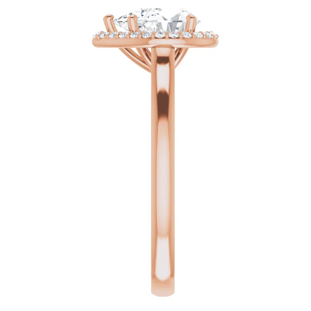 Pear Halo Solitaire Lab Diamond Engagement Ring Rose Gold. 
