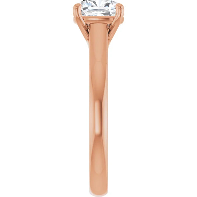 Four Claw Cushion Rose Gold Solitaire Lab Diamond Engagement Ring