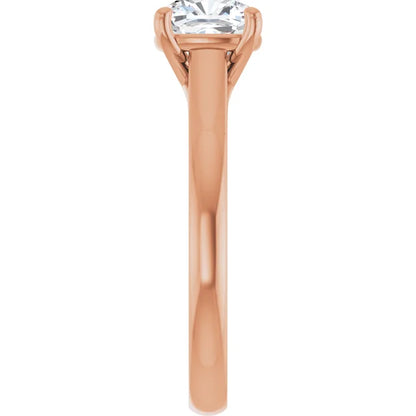 Four Claw Cushion Rose Gold Solitaire Lab Diamond Engagement Ring