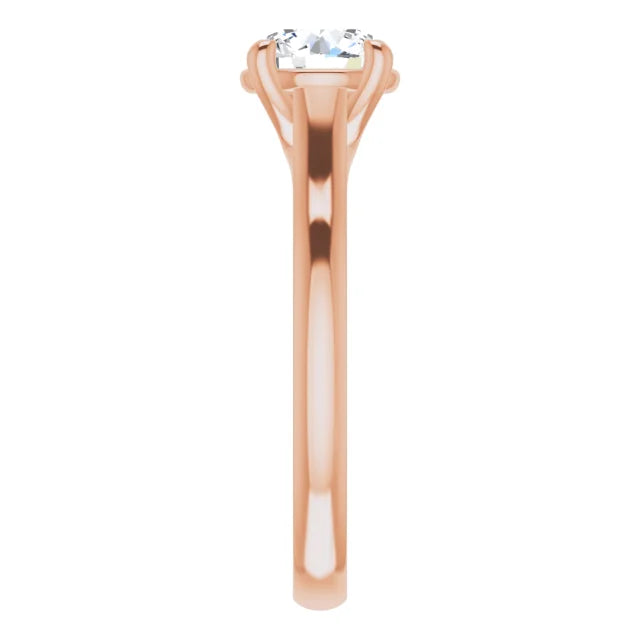 Four Claw Round Brilliant Rose Gold Solitaire Lab Diamond Engagement Ring