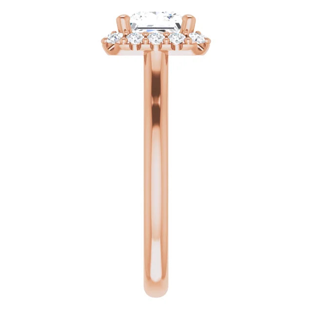 Princess Halo Solitaire Rose Gold Lab Diamond Engagement Ring 