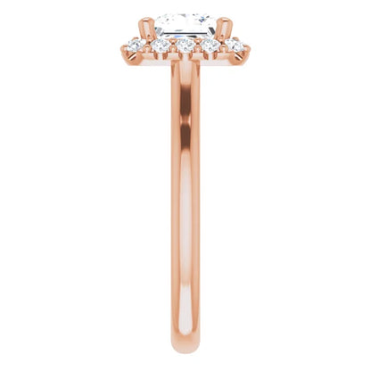 Princess Halo Solitaire Rose Gold Lab Diamond Engagement Ring 