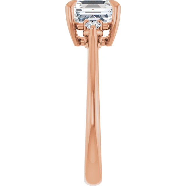 Asscher Rose Gold Accent Engagement Ring