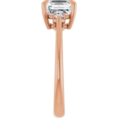 Asscher Rose Gold Accent Engagement Ring