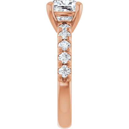 Cushion Rose Gold Four Claw Set Style Engagement Ring