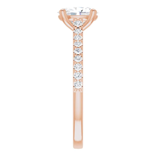 Oval Rose Gold Pave Style Lab Diamond Engagement Ring 