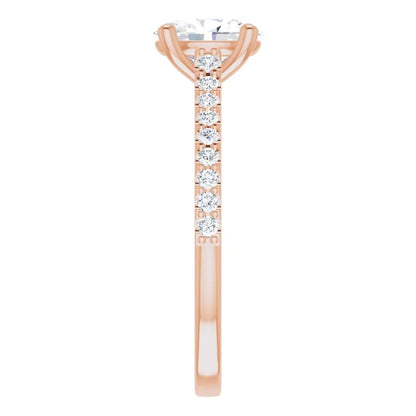 Oval Rose Gold Pave Style Lab Diamond Engagement Ring 