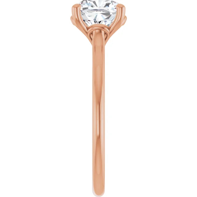 Cushion Rose Gold Four Claw Solitaire Lab Diamond Engagement Ring 