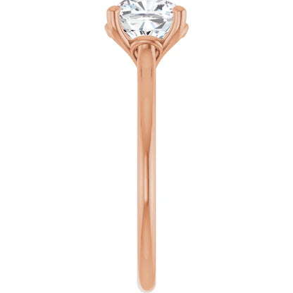 Cushion Rose Gold Four Claw Solitaire Lab Diamond Engagement Ring 