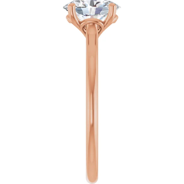 Oval Rose Gold Four Claw Solitaire Lab Diamond Engagement Ring 