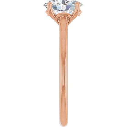 Oval Rose Gold Four Claw Solitaire Lab Diamond Engagement Ring 